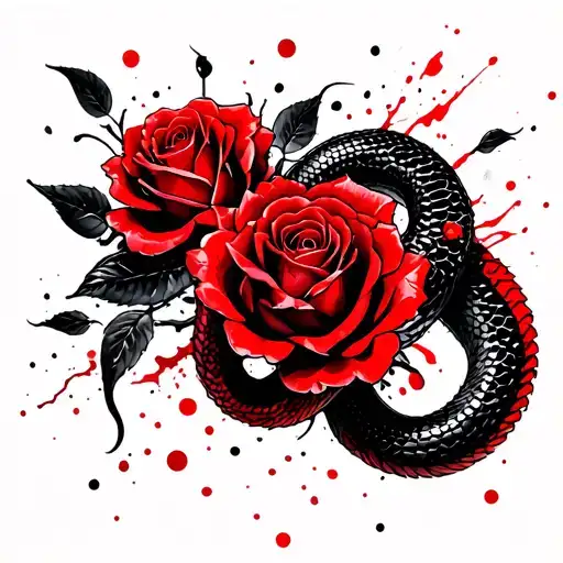 Chinese Snake In Roses