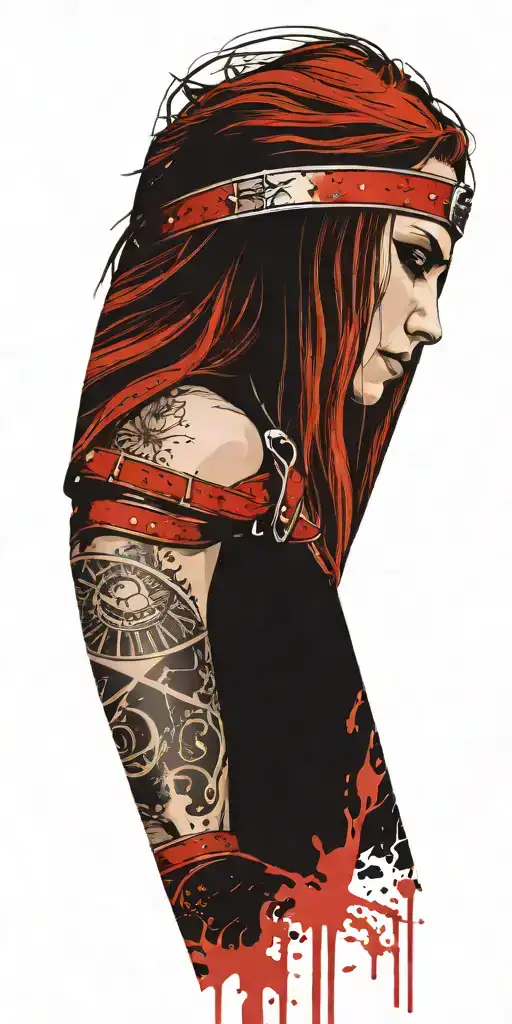 Viking Women Bloody Sword Cuff Tattoo Wraps