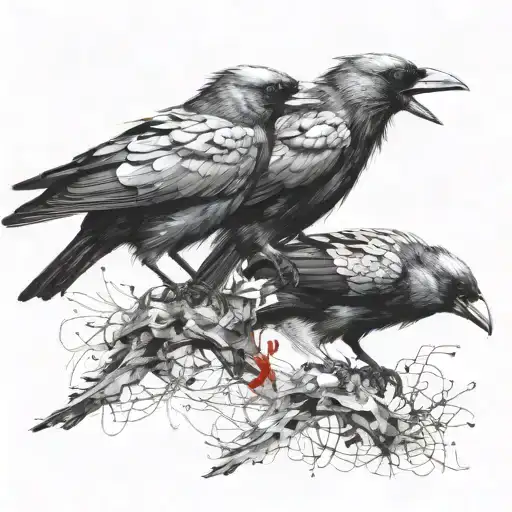 3 Jackdaw Bird Sitting Together Symbolizing Freedom