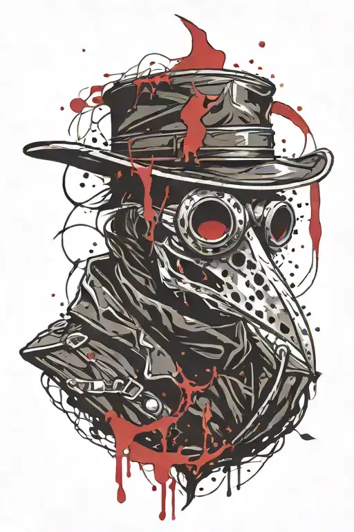 Plague Doctor Mask Ripped Half Skull With Crescent Moon Background