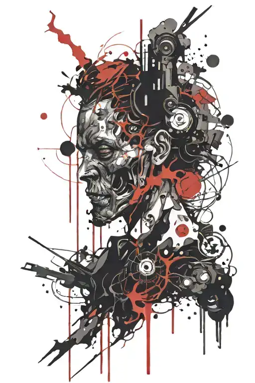 Depression's Inner Demons Fighting Black Red Hell