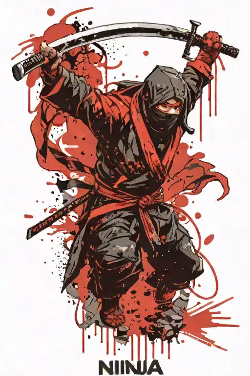 Ninja Holding An Katana With A Glowing Eyes Surrounded