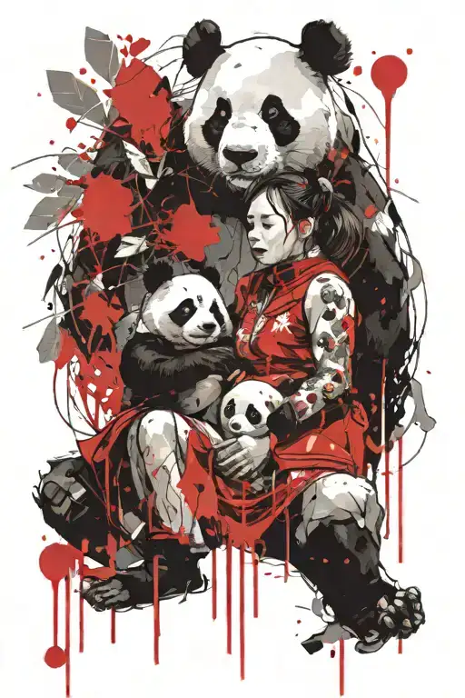 Panda And Little Girl Chocking