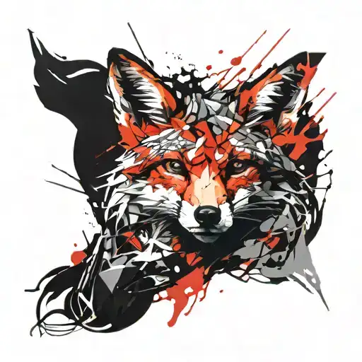 Dark Wavy Lines Forming A Fox