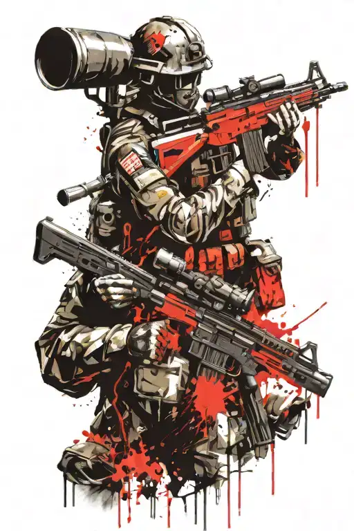 A Soldier With A Machine Gun