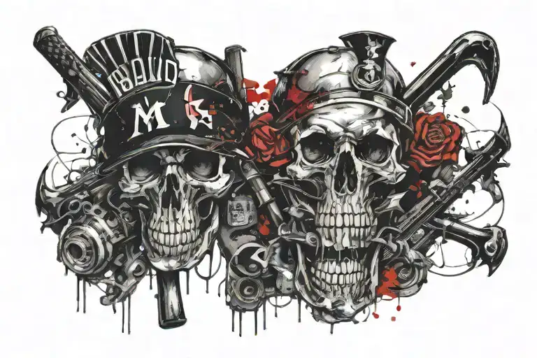 Three Skulls With A Baseball Hat
