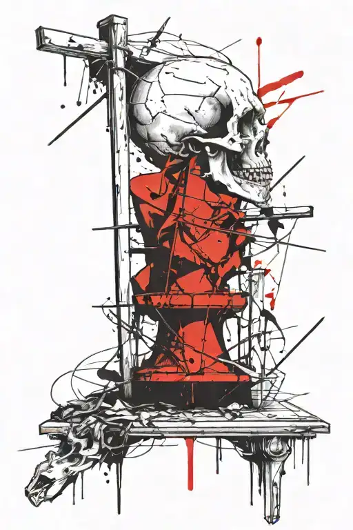 Mideval Guillotine Beheading Skull