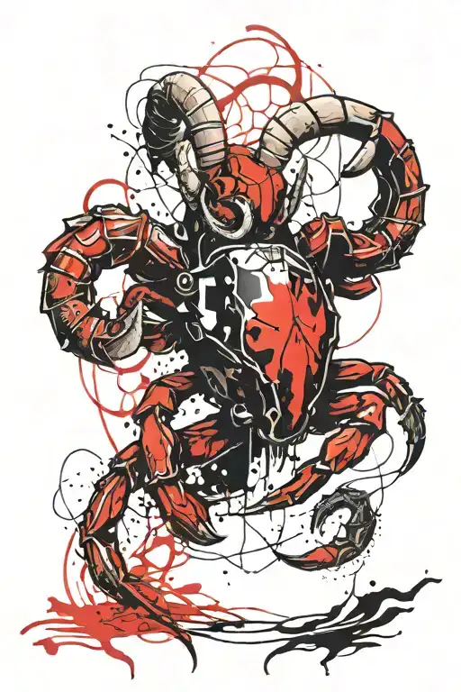 Aries Ram And Cancer Crab Combination