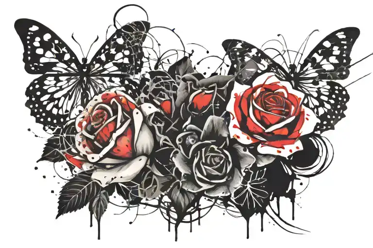 Rose And Butter Fly For Text Cover