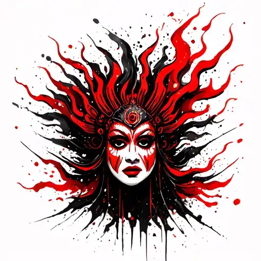 Theyyam With Fire Flames