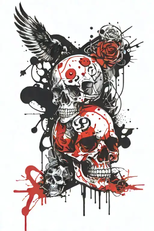 Number 9 And Skull Face