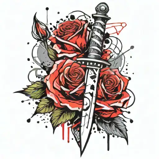 Dagger With A Rose Intertwined