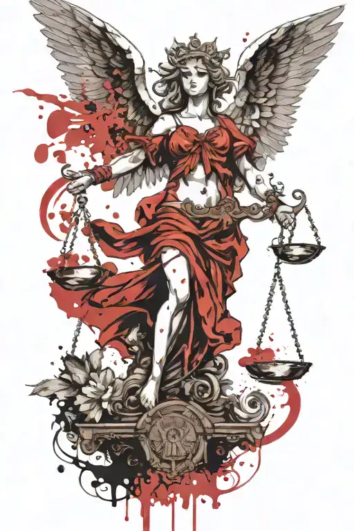 Lady Justice Angel Holding Scales
