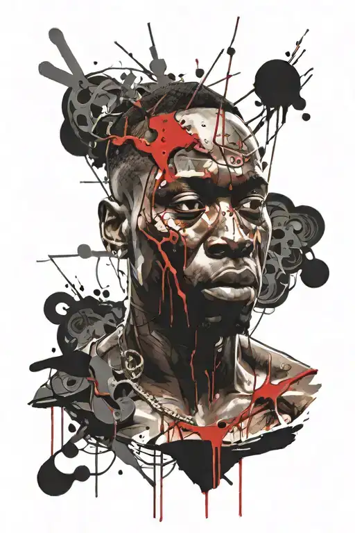 High Creepy Black Man With Handlight