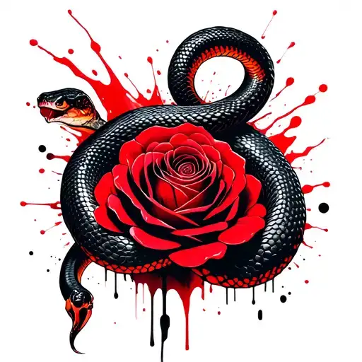 Snake In Rose Surrounded