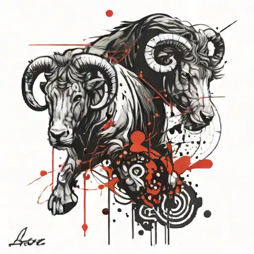 Combine Leo And Aries Tattoo Design
