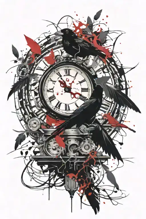 Raven Sitting On A Clock