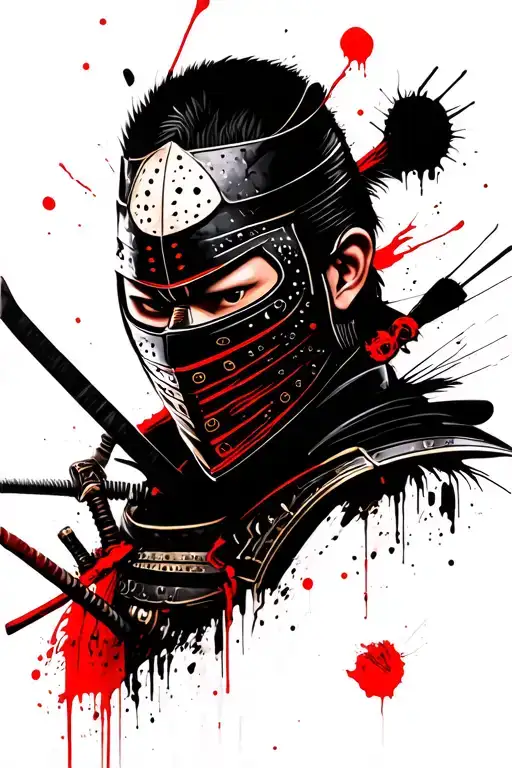 Samurai Warrior With Only Mask