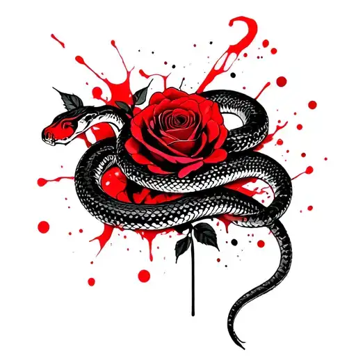 Snake Surrounded In Rose