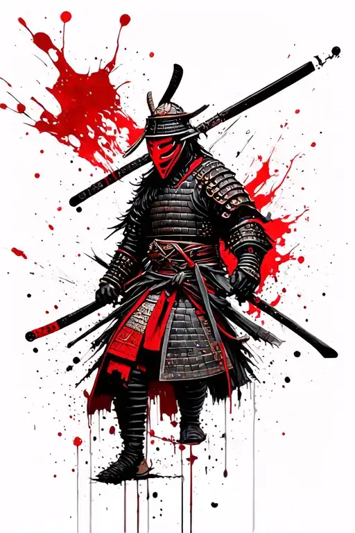 Samurai Warrior With Hanma Mask