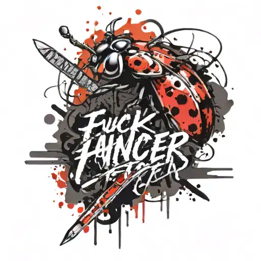 Fuck Cancer Lettering With A Ladybug Warrior Wielding A Sword