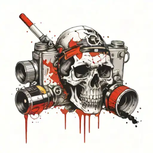 Skull Camera And Cigarette Smoke Forming