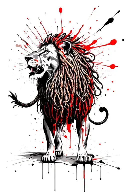 Standing Lion With Locs Reaching Spiritual