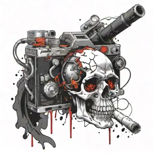 Skull Camera And Cigarette