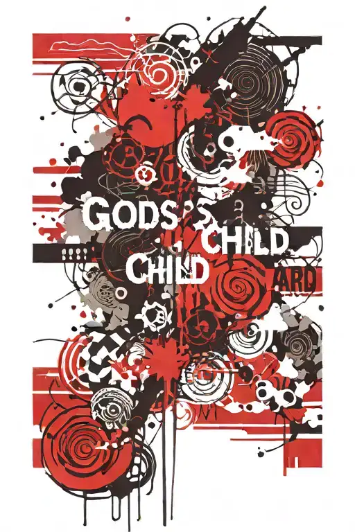 Gods Child Text With Clouds Background