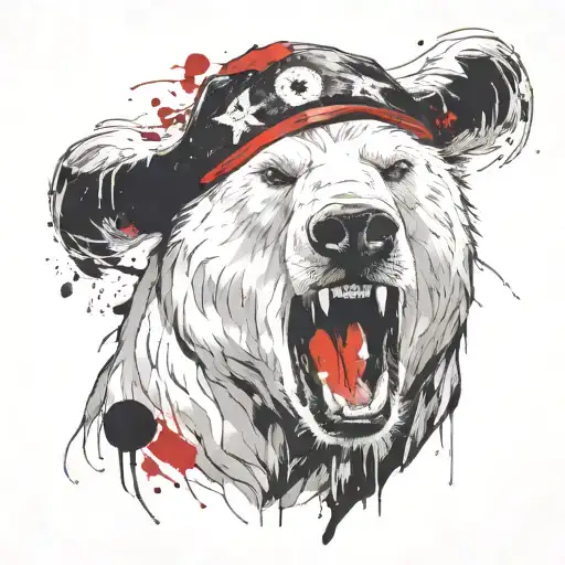Polar Bear Head Roaring Fiercely No Pirate Hat
