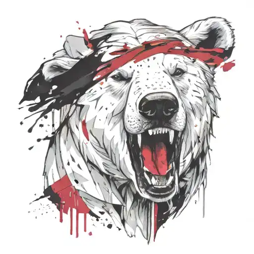 Polar Bear Head Roaring Fiercely