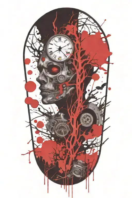 Creepy Wilderness Half Sleeve Tattoo Featuring Needles And Buttons