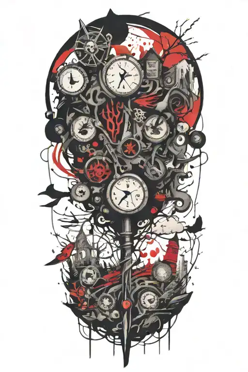 Creepy Wilderness Half Sleeve Tattoo Featuring Needles And Buttons From Coraline