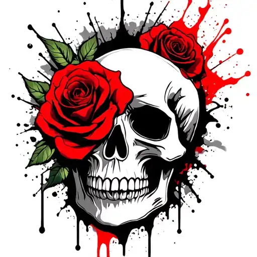 Skull Roses Spider Web