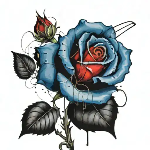 Blue Rose With Music Symbols