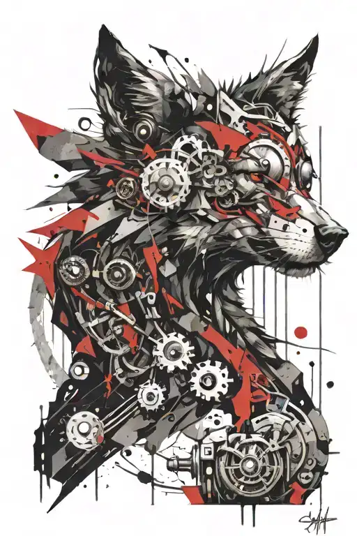 Surreal Steampunk Wolf