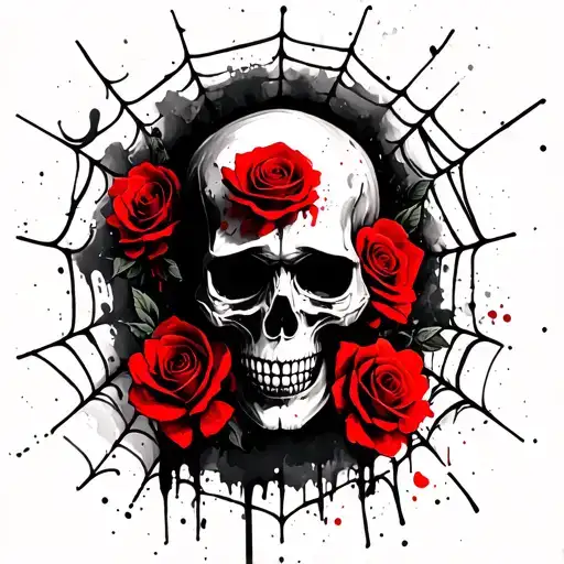 Skull Roses Spider Web