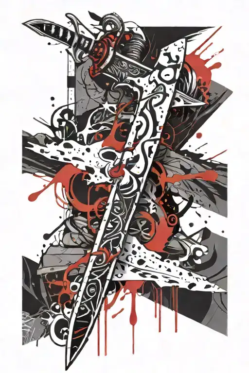 Blood Covered Sword Going Down Simple