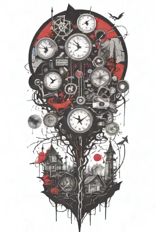 Creepy Wilderness Half Sleeve Tattoo Featuring Needles And Buttons From Coraline