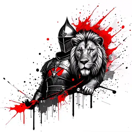 Templar Knight With Lion Behind Him