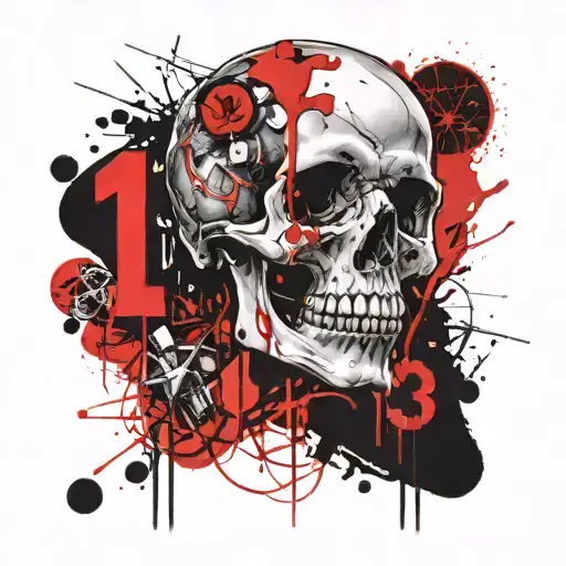 Skull With Numbers 13