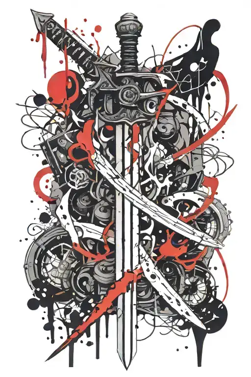 Blood Covered Sword Going Down Simple