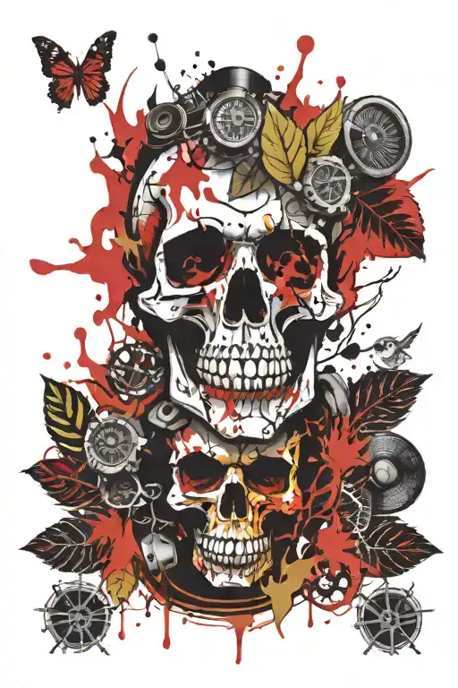 Speaker Skull With Pot Leaves And Smoke