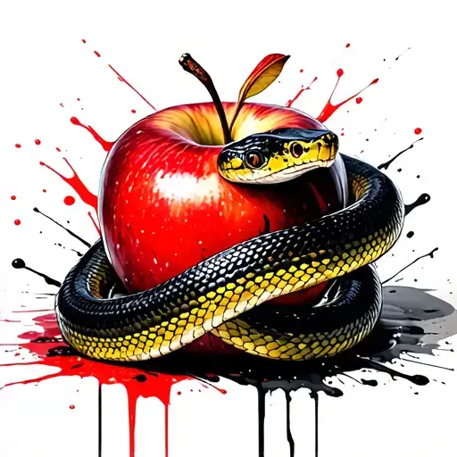 Snake Wrapped Around An Apple