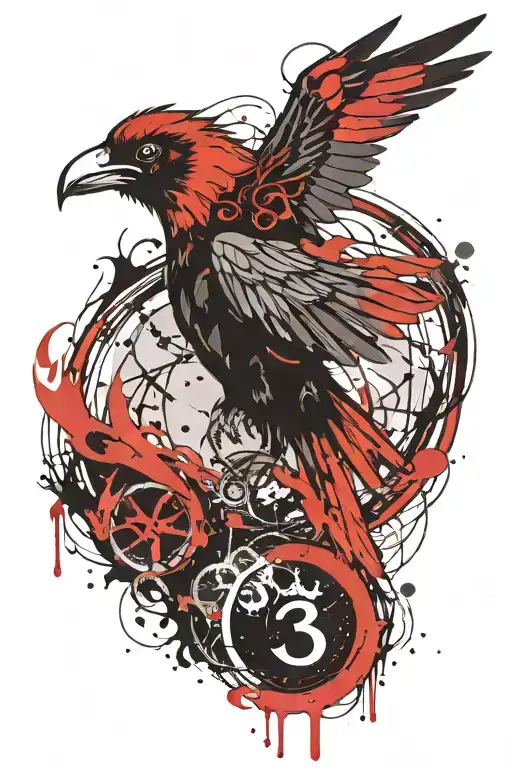 Triskelion Outline With Raven Flying