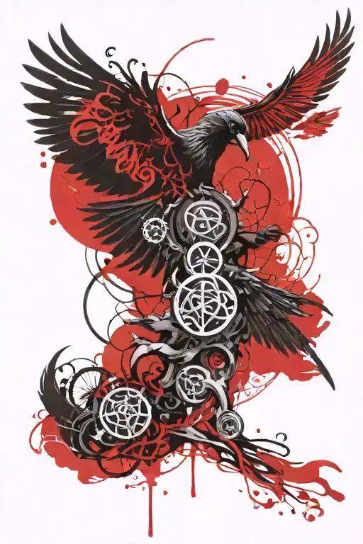 Triskelion With Raven Flying