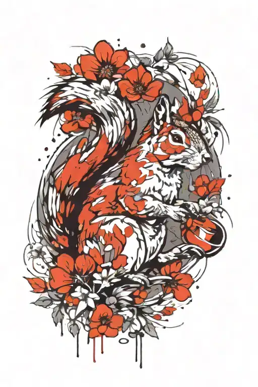 Squirrel And Flowers