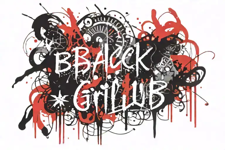 Balck Girl Club Inscription In Gothic Font