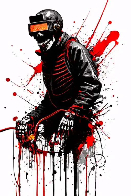 Skeleton With Welding Mask And Jumper Cable