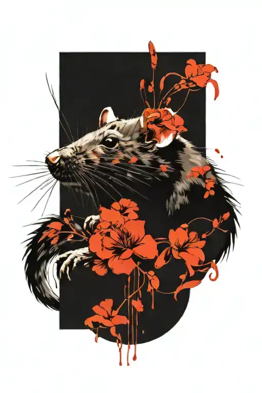 Rat And Flowers